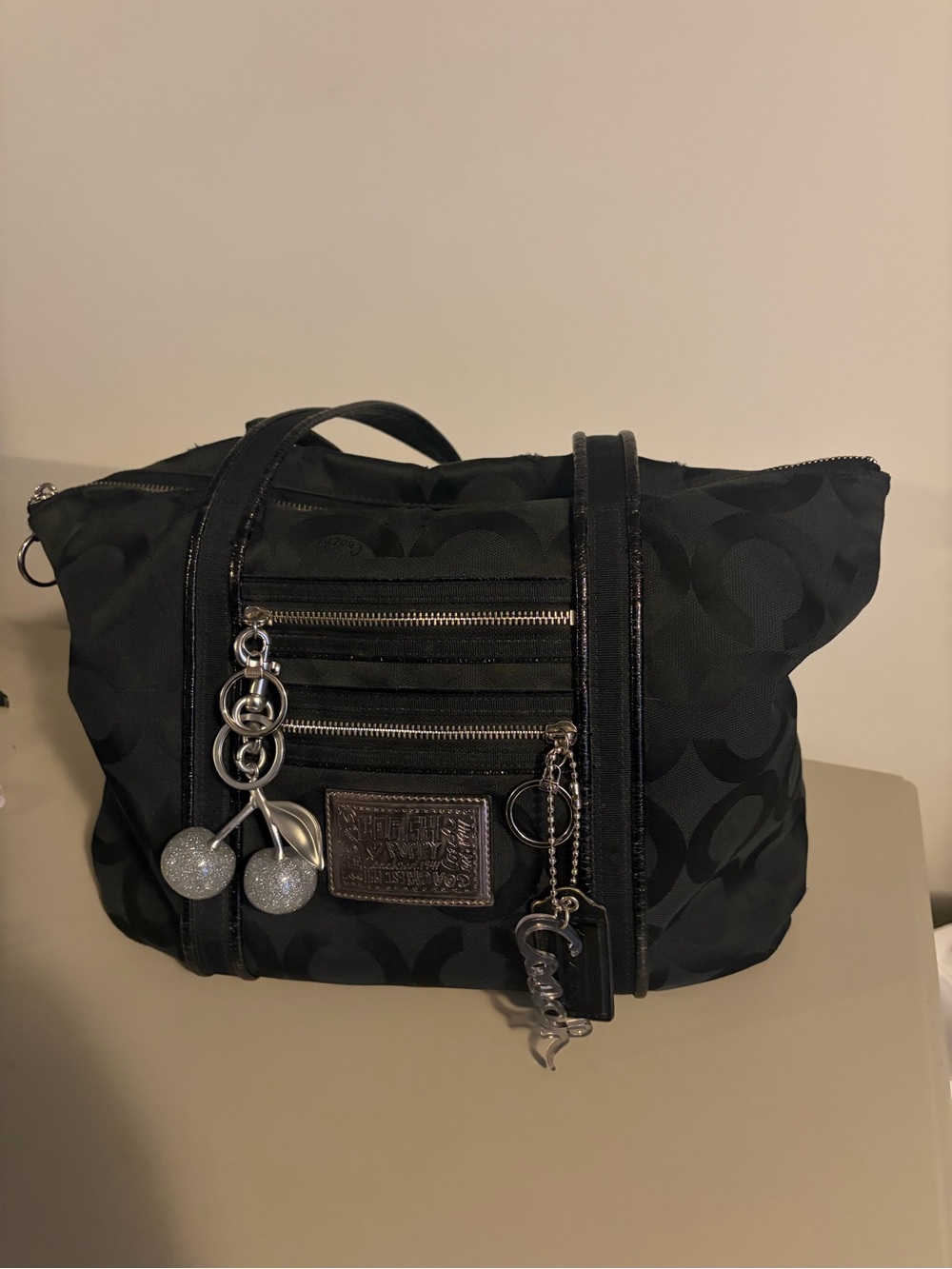 Coach Black Signature Poppy Shoulder Bag with hangtags